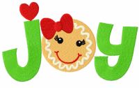 Joy gingerbread free embroidery design