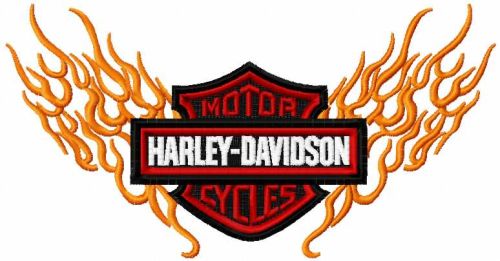 Harley Davidson flamed logo embroidery design