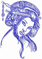 Shy Japanese embroidery design