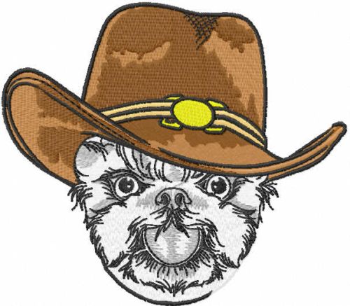 Dog in cowboy hat embroidery design