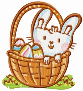 Easter bunny in basket embroidery design
