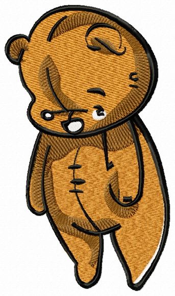 Old plush teddy bear machine embroidery design
