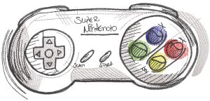 Super Nintendo joystick sketch embroidery design