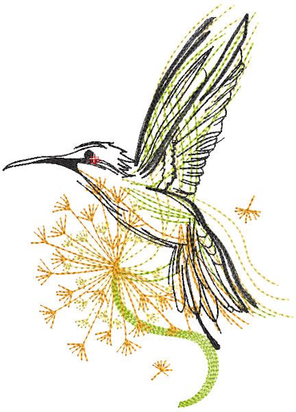 hummingbird and flower free embroidery design