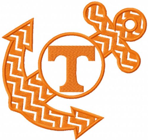 Tennessee vols anchor monogram embroidery design