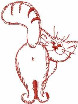 hand drawn cat free embroidery design 2