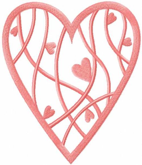 Pink heart with hearts free embroidery design