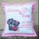 Embroidered pillow with teddy bear wedding design