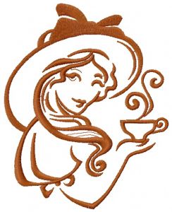 Lady's coffee break 4 embroidery design