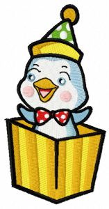 Little penguin present embroidery design