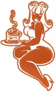 Burger girl embroidery design