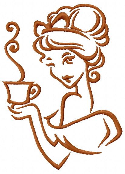 Lady's coffee break 2 machine embroidery design
