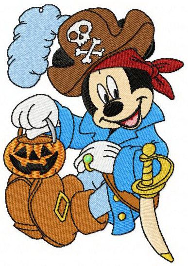 Mickey Mouse pirate costume machine embroidery design
