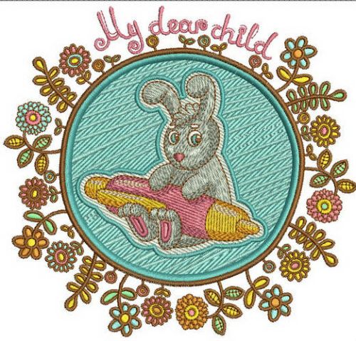 Bunny the writer machine embroidery design
