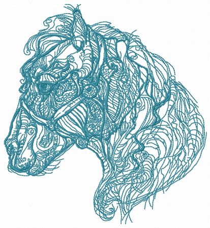 Hairy horse sketch machine embroidery design