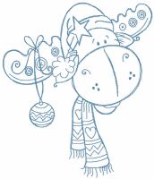 Funny christmas moose with ball embroidery design