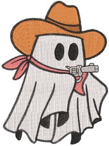 Ghost cowboy with gun embroidery design