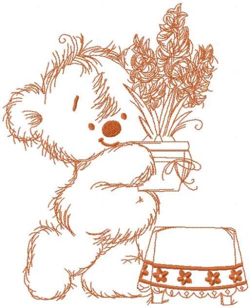 Teddy Bear is preparing for the holidays embroidery design 2