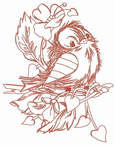 Sad sparrow sketch machine embroidery design