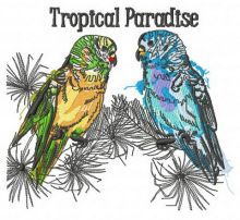 Tropical paradise embroidery design