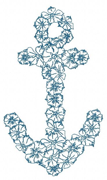 Floral anchor 3 machine embroidery design
