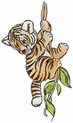 Tiger on liana machine embroidery design