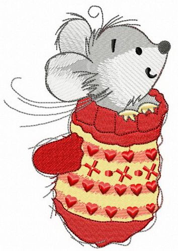 Mouse in mitten machine embroidery design