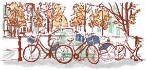 Bicycle trip embroidery design