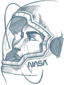 Astronaut in a helmet embroidery design