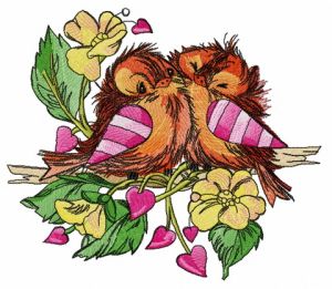 Loving couple of sparrows embroidery design