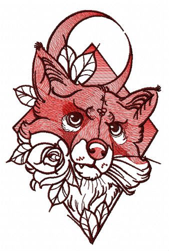 Angry fox machine embroidery design  