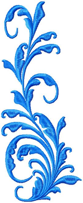 Blue Flowers element machine embroidery design