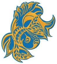 Grumpy golden fish embroidery design