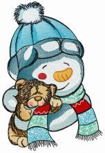 Teddy bear for snowman 3 embroidery design