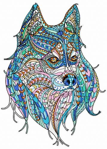Mosaic wolf 6 machine embroidery design