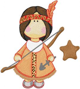 Tilda doll indian girl embroidery design