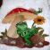 Resting frog embroidered at bath towel
