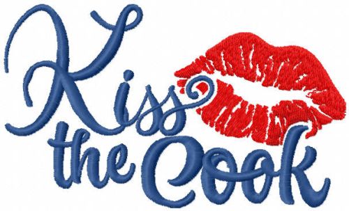 Kiss the cook embroidery design