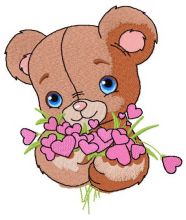 Shy teddy bear 3 embroidery design