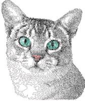 Grey home cat free embroidery design