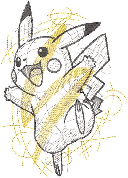 Pikachu embroidery design