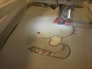 hello kitty angel embroidering process