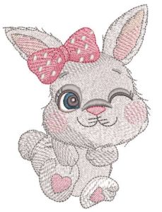 Dancing baby bunny embroidery design