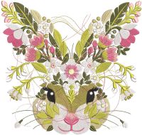 Floral Easter Bunny embroidery design