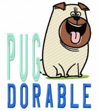 Pug dorable embroidery design