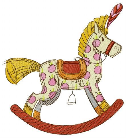 Spotty rocking horse  machine embroidery design