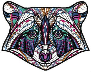 Mosaic raccoon embroidery design