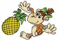 Monkey with pineapple free embroidery design