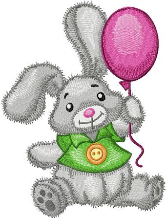 Bunny with Balloons machine embroidery design