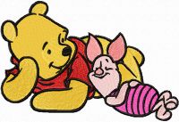 Winnie Pooh and Piglet - We relax embroidery design